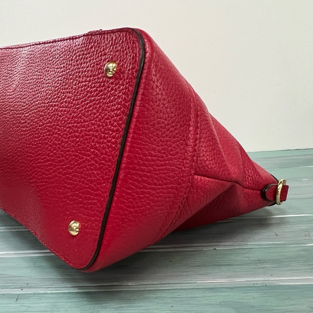 Ralph Lauren Red Leather Satchel With Crossbody Strap - Picture 8 of 14